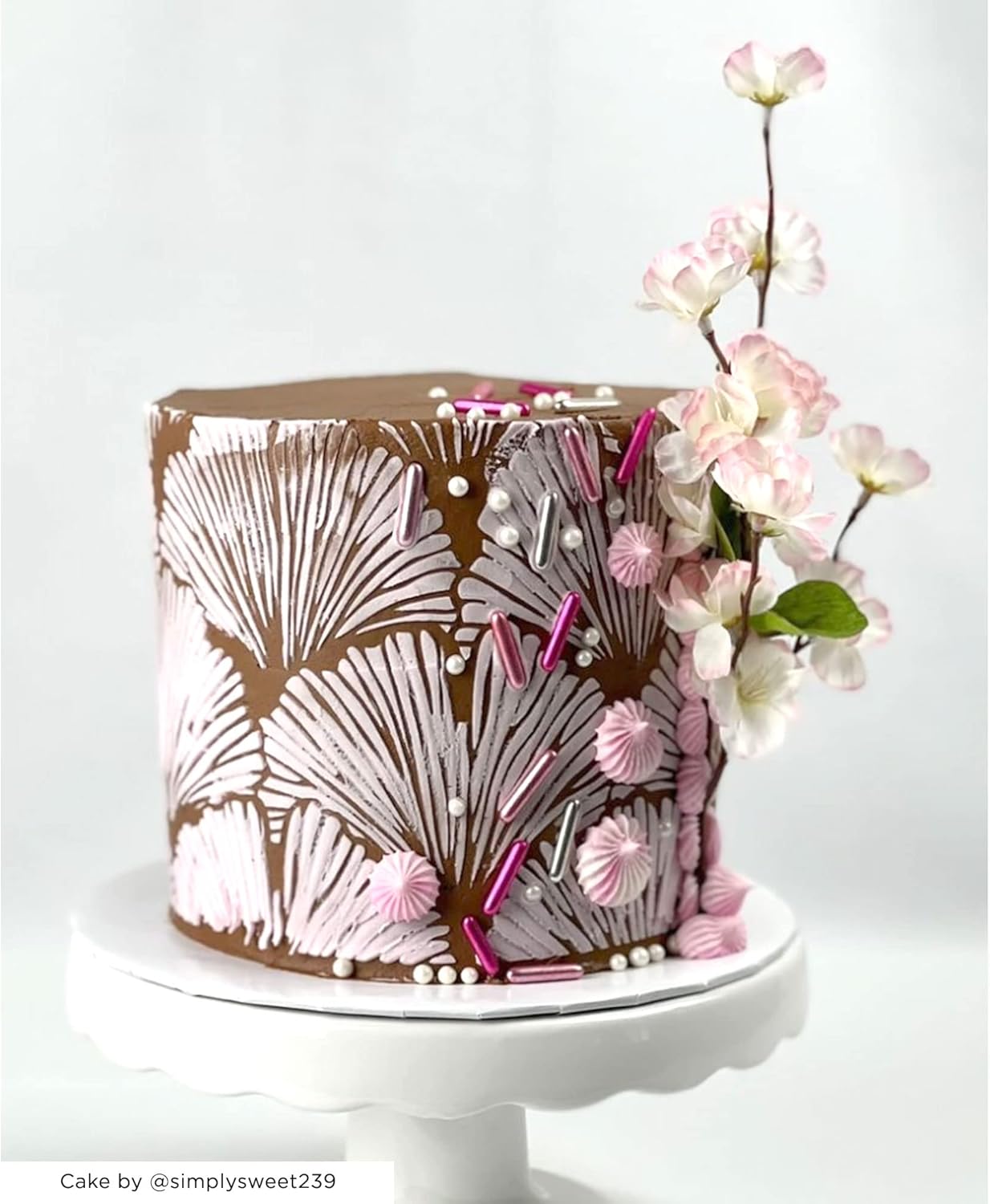 Large Cake Decorating Stencil (Piero) Ginkgo Leaves Pattern