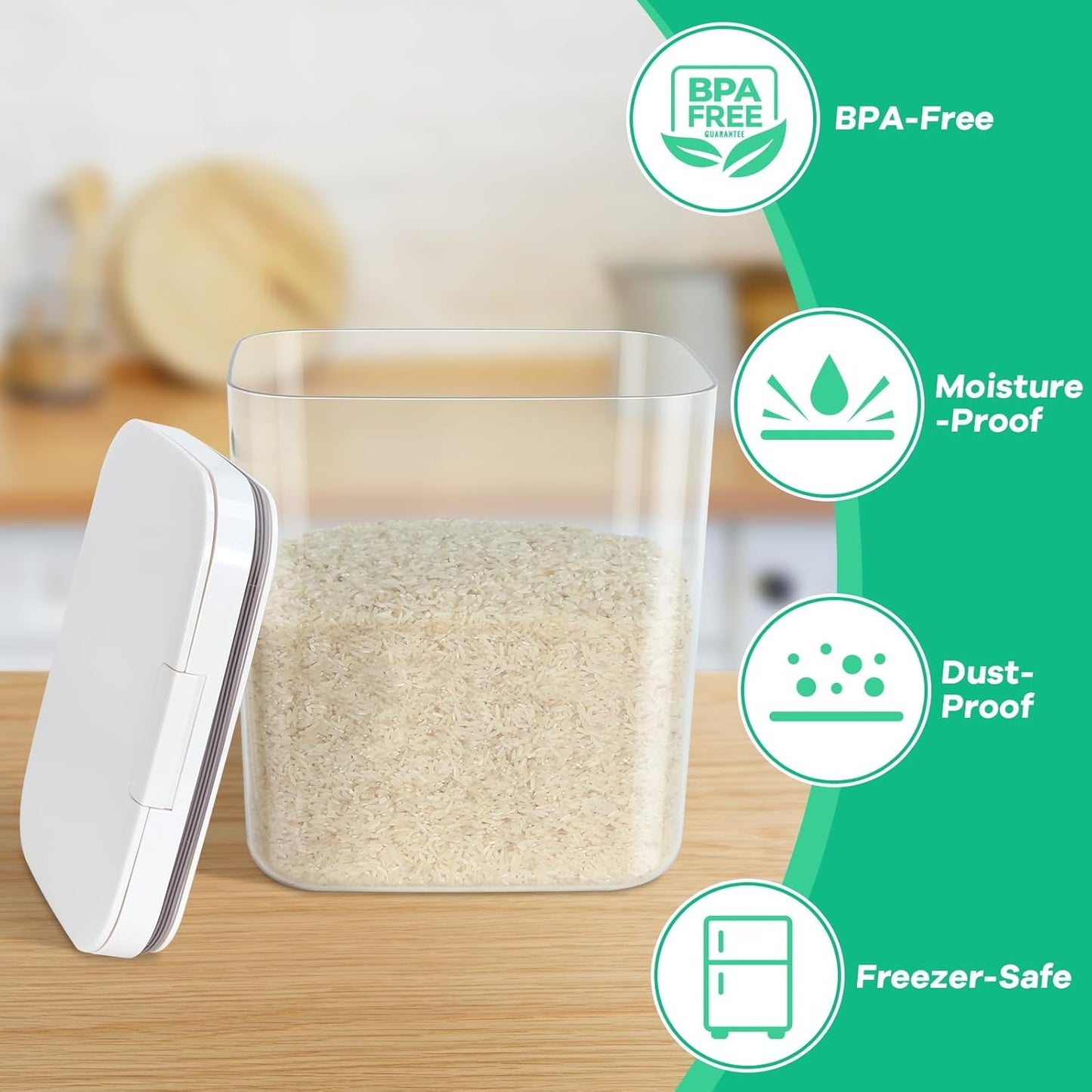 Flour Sugar Storage Containers, 2Pack 2.9 Qt + 4.75 Qt Food Storage Container with Pop-to-Flip Lids for Rice Dog Food Dog Treat Storage, Kitchen Organizers and Storage