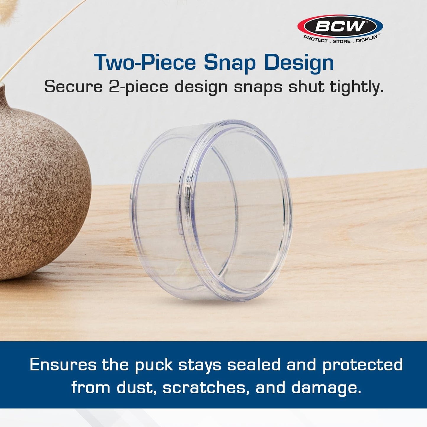 BCW Hockey Puck Tube Display Case - 1 ct - Crystal Clear, Stackable & Snug Fit