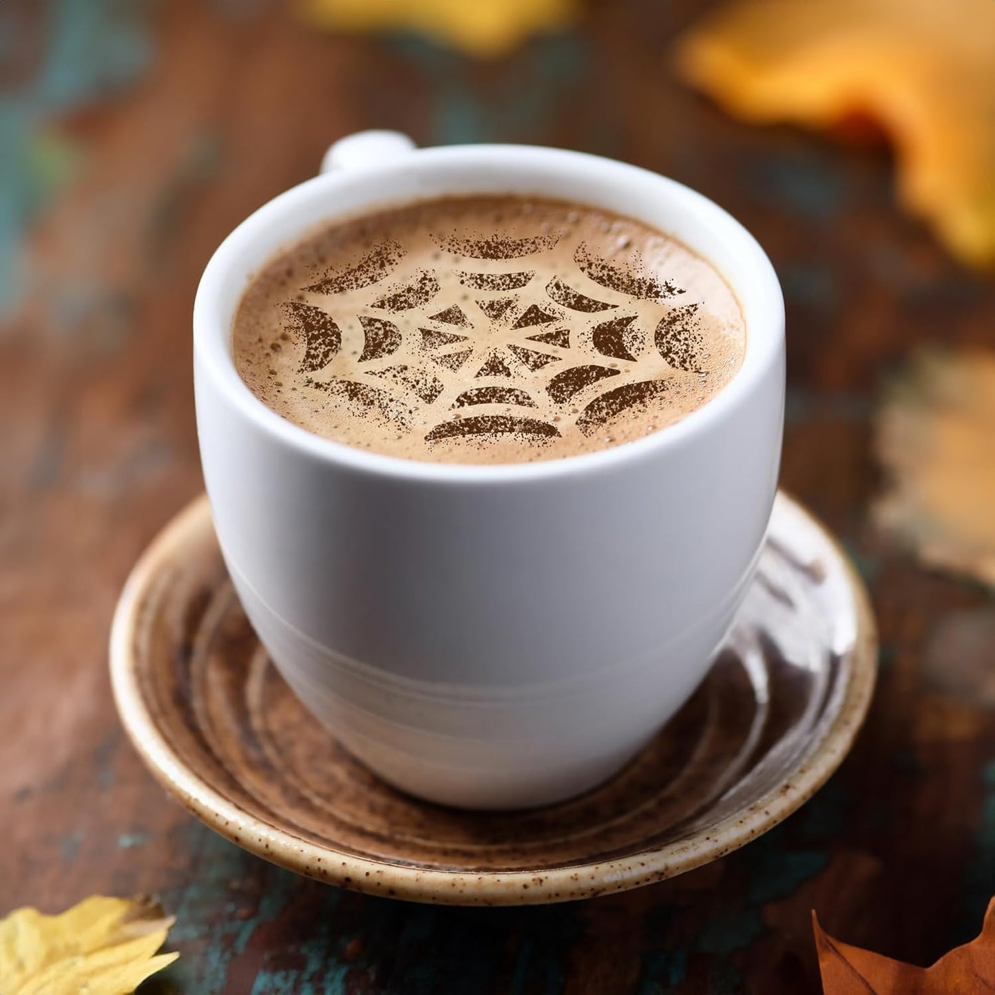 NAKLEO Coffee Cookies Decoration Reusable Plastic Baking Stencil - 7x7cm and 11x11cm / 2.8'x2.8' and 4.3'x4.3' - Halloween Ghost Spider - Art Craft DIY Biscuit Pastry Cake Glaze Kitchen