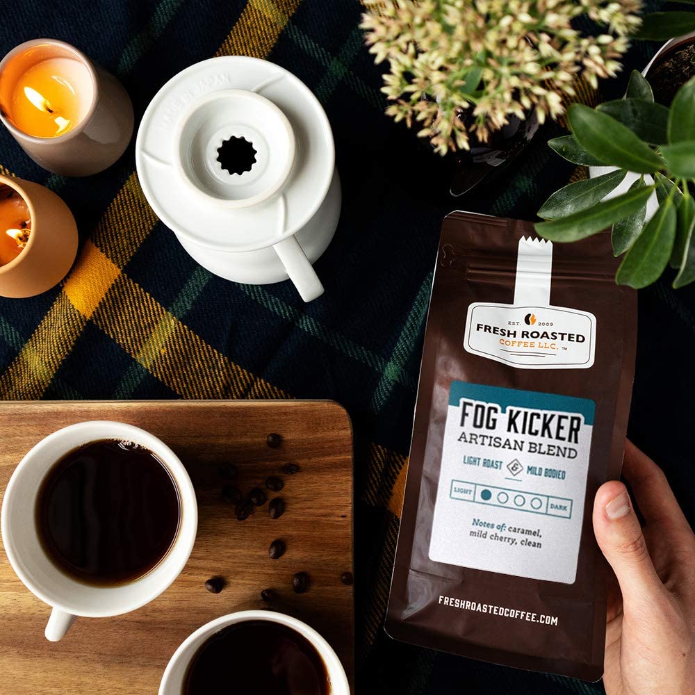 Fresh Roasted Coffee, Fog Kicker, 2 lb (32 oz), Light Roast, Kosher, Ground, 2 Pound (Pack of 1)