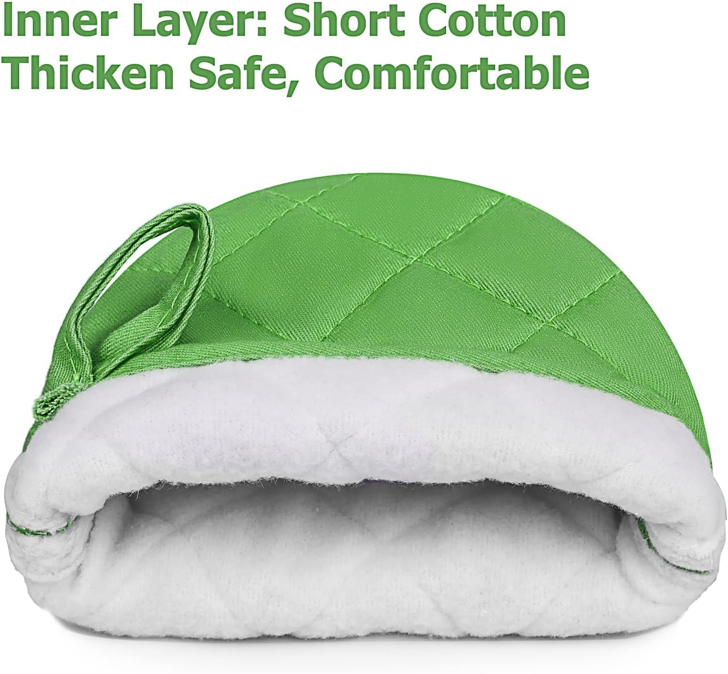 1 Pair Short Oven Mitts, Heat Resistant Silicone Kitchen Mini Oven Mitts for 500 Degrees, Non-Slip Grip Surfaces and Hanging Loop Gloves, Baking Grilling Barbecue Microwave Machine Washable