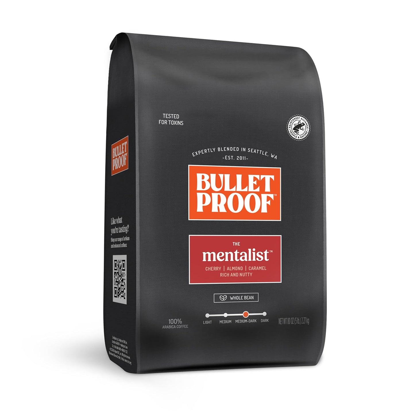 Bulletproof The Mentalist Medium-Dark Roast Whole Bean Coffee, 5 Pounds (bulk), 100% Arabica Beans, Clean Coffee Tested for Toxins, Packaging May Vary