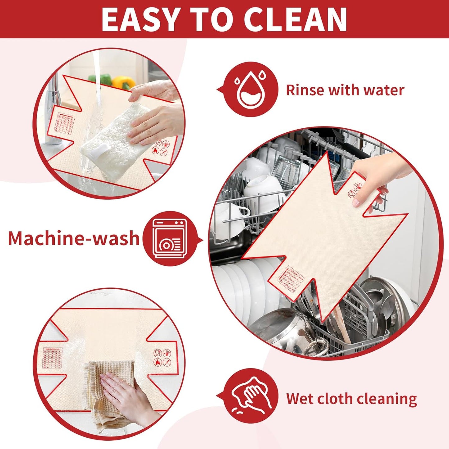 2Pcs Silicone Bread Loaf Pan Liners, Extra Thick Silicone Baking Mat for Dutch Oven, Non-Slip & Easy Clean Reusable Sourdough Bread Baking Supplie - For Bread, Cookies, Pastry (red)