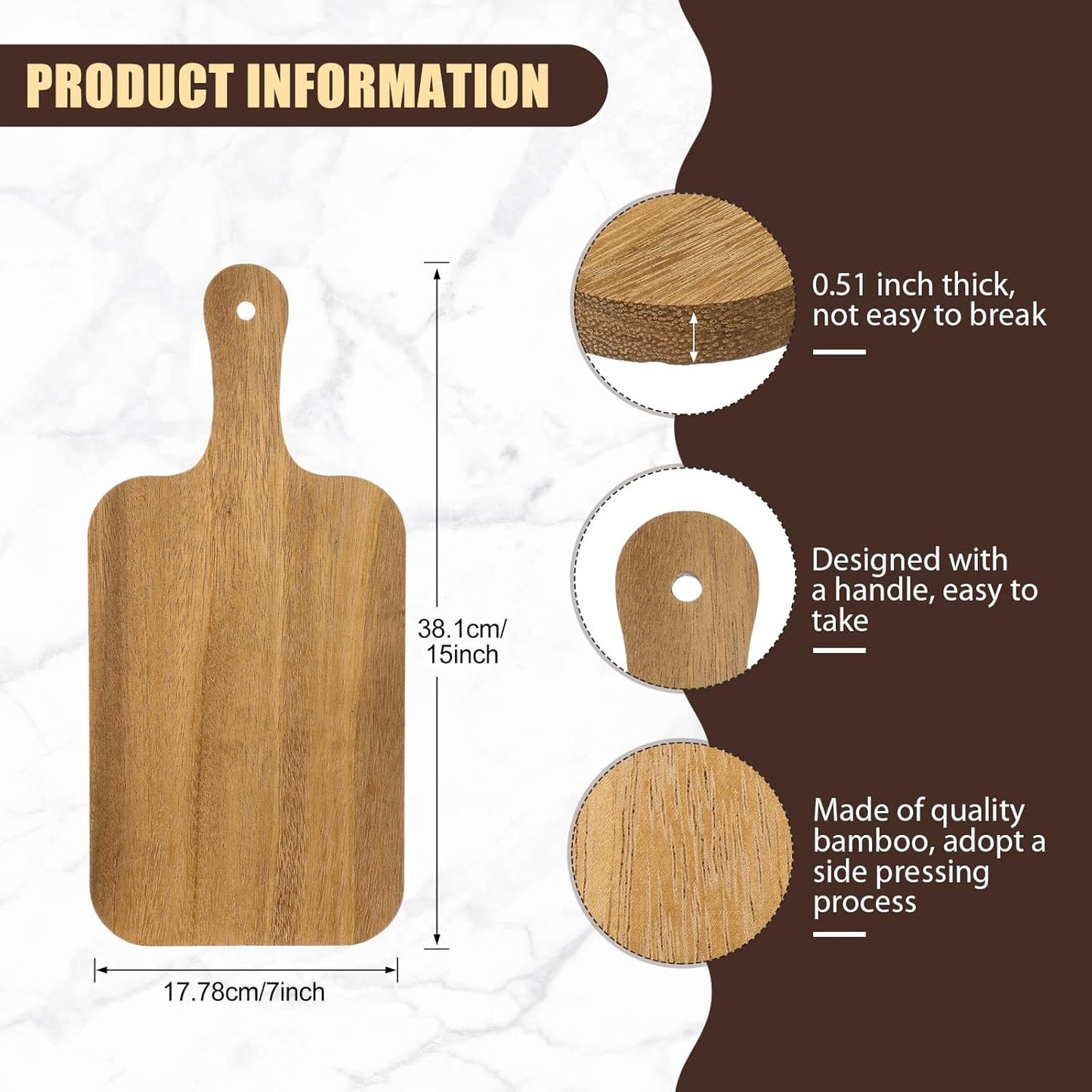 Lounsweer 6 Pcs Thicken Cutting Board Bulk Wood Board for Chopping Serving Charcuterie Material for Laser Engraving Mother' Day Wedding Housewarming Gift