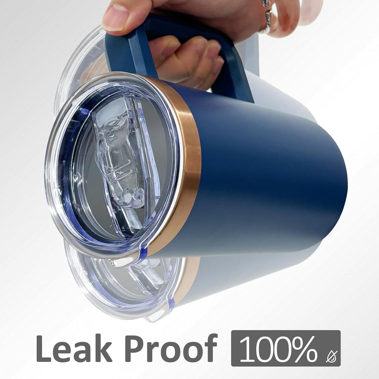 20 oz Insulated Coffee Mug with Lid, Stainless Steel Coffee Tumbler Bulk, Double Wall Vacuum Travel Mug with Handle, Leakproof Powder Coated Coffee Cups for Hot and Cold Drinks (Navy,1 pack)