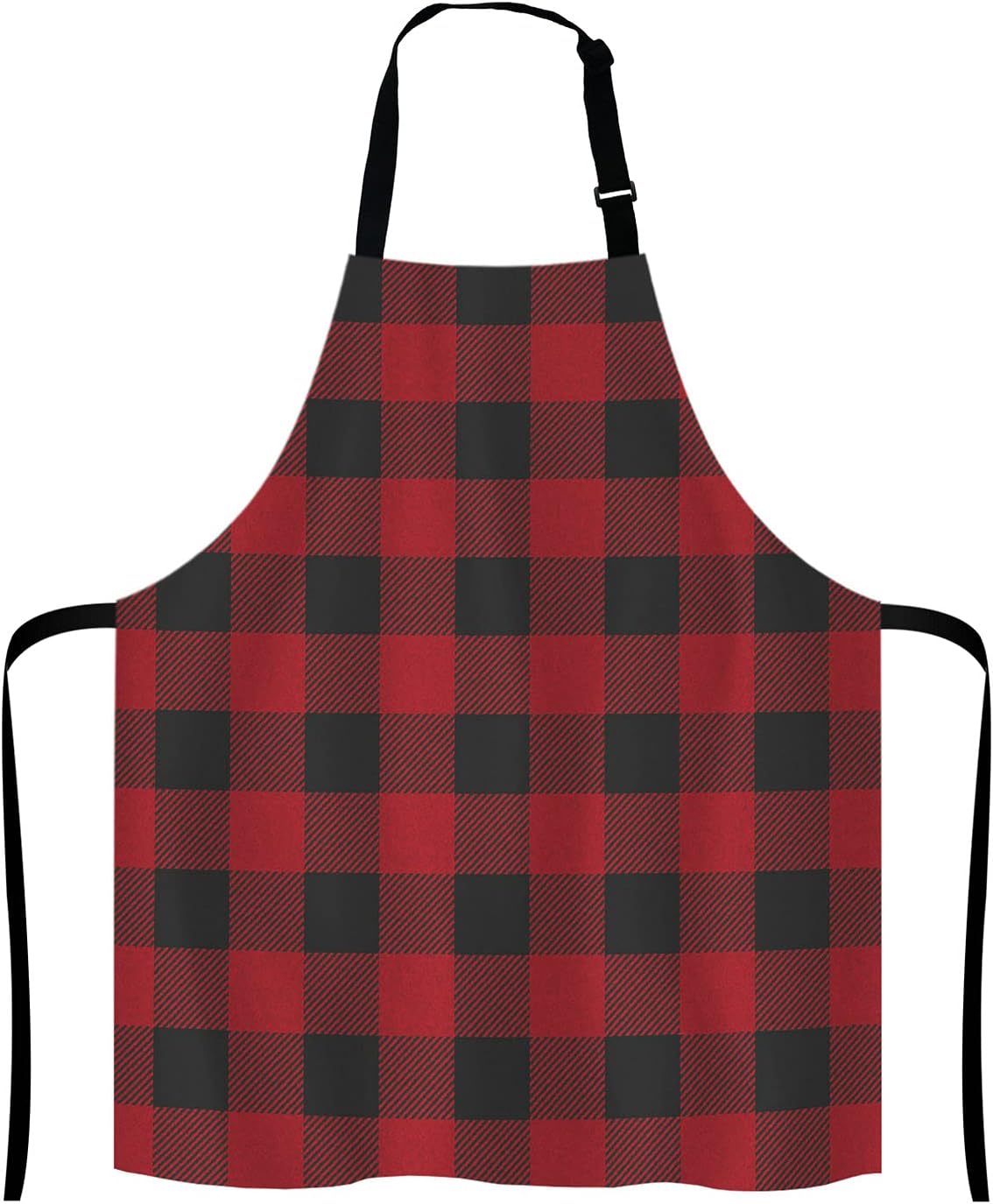 Black and Red Buffalo Plaids Bib Apron with Adjustable Neck for Men Women,Suitable for Home Kitchen Cooking Waitress Chef Grill Bistro Baking Apron