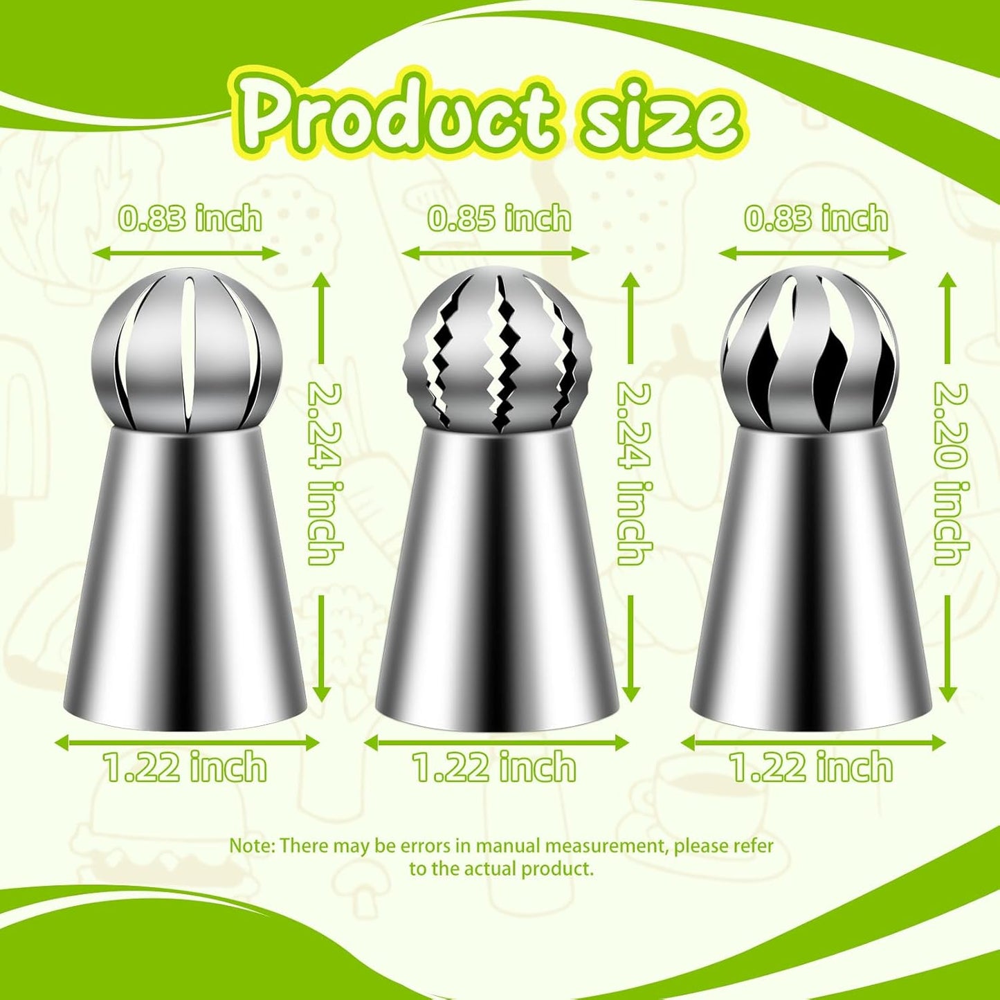 Suuker Ball Russian Piping Tips Lace Mold Pastry Cake Decorating Tool, Stainless Steel Cream Butter cream Cake DIY Baking Pastry Tools (3 Pieces)