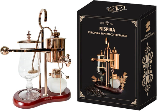 Nispira Belgium Royal Family Balance Syphon Unique Gravity Vintage Coffee Maker Vacuum Brewing System Copper 500 ml