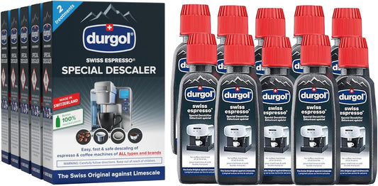 Durgol Swiss Espresso, Descaler and Decalcifier for All Brands of Espresso Machines and CoffeeMakers, 4.2 Fluid Ounces (Pack of 10)