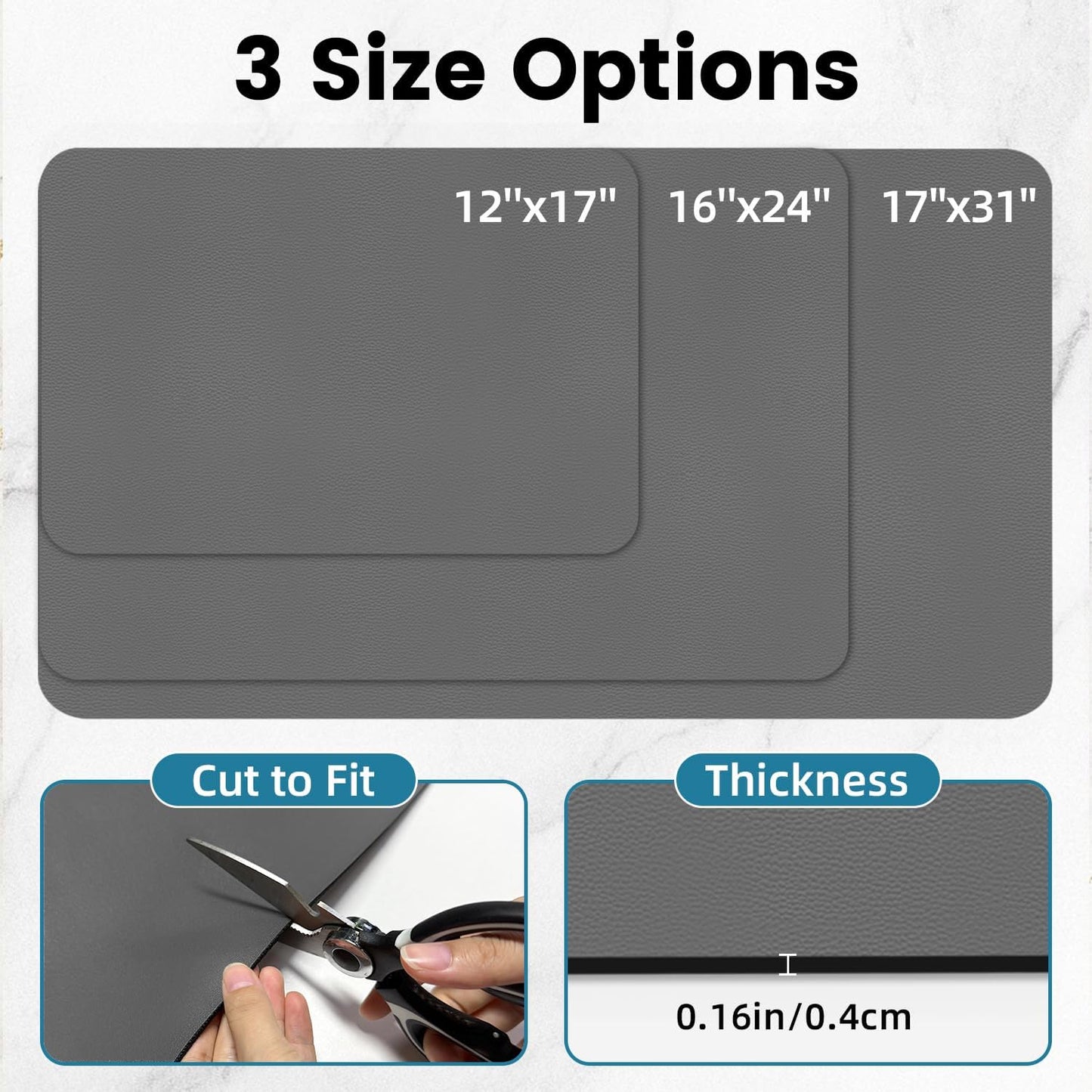 PoYang 24"x16" Coffee Mat Large, Coffee Bar Accessories for Countertop, Absorbent Dish Drying Mat, Anti-Slip and Hide Stain Pad for Espresso Machine, Espresso Maker and Kitchen Counter, Gray