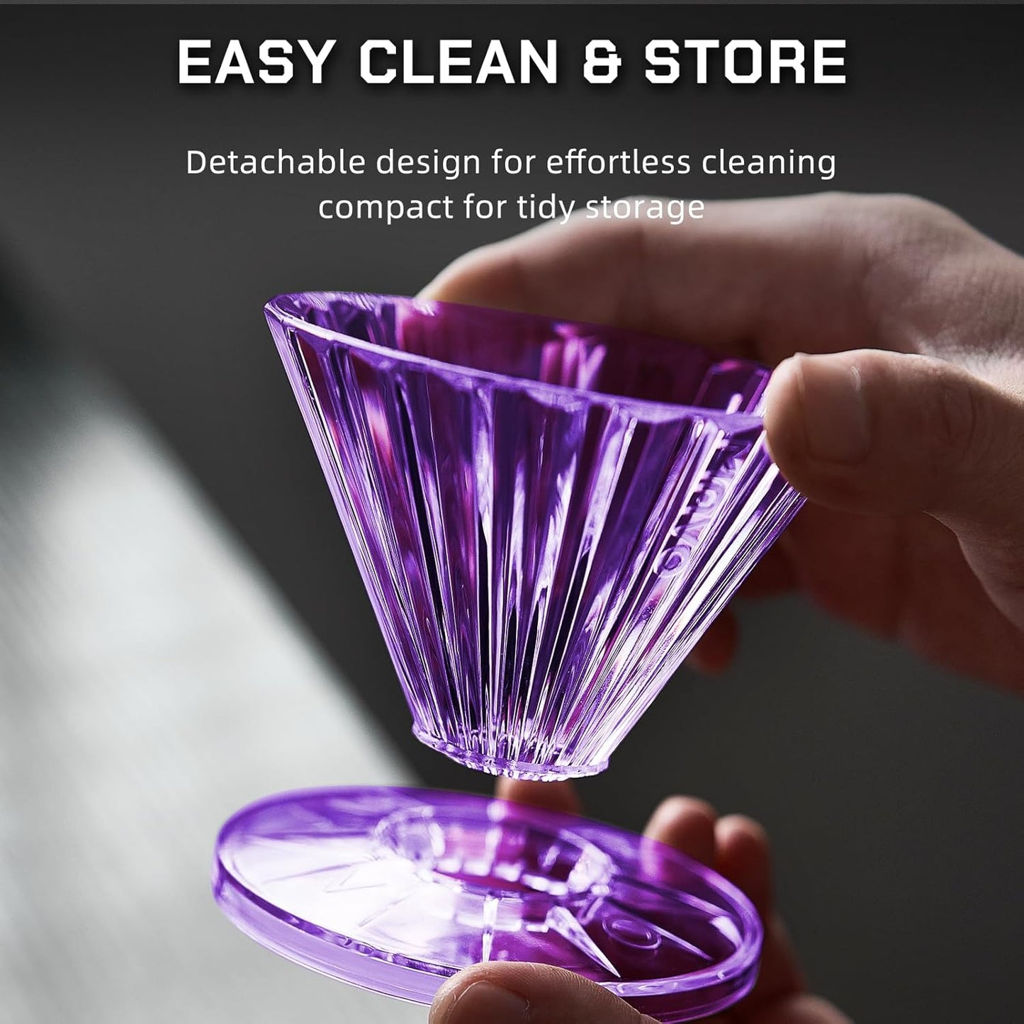 MAVO Pour Over Coffee Dripper, Detachable Hand Drip Brewer, Pour Over Coffee Maker, Compatible with V01 Paper Filters & Wave Filter 155, Purple