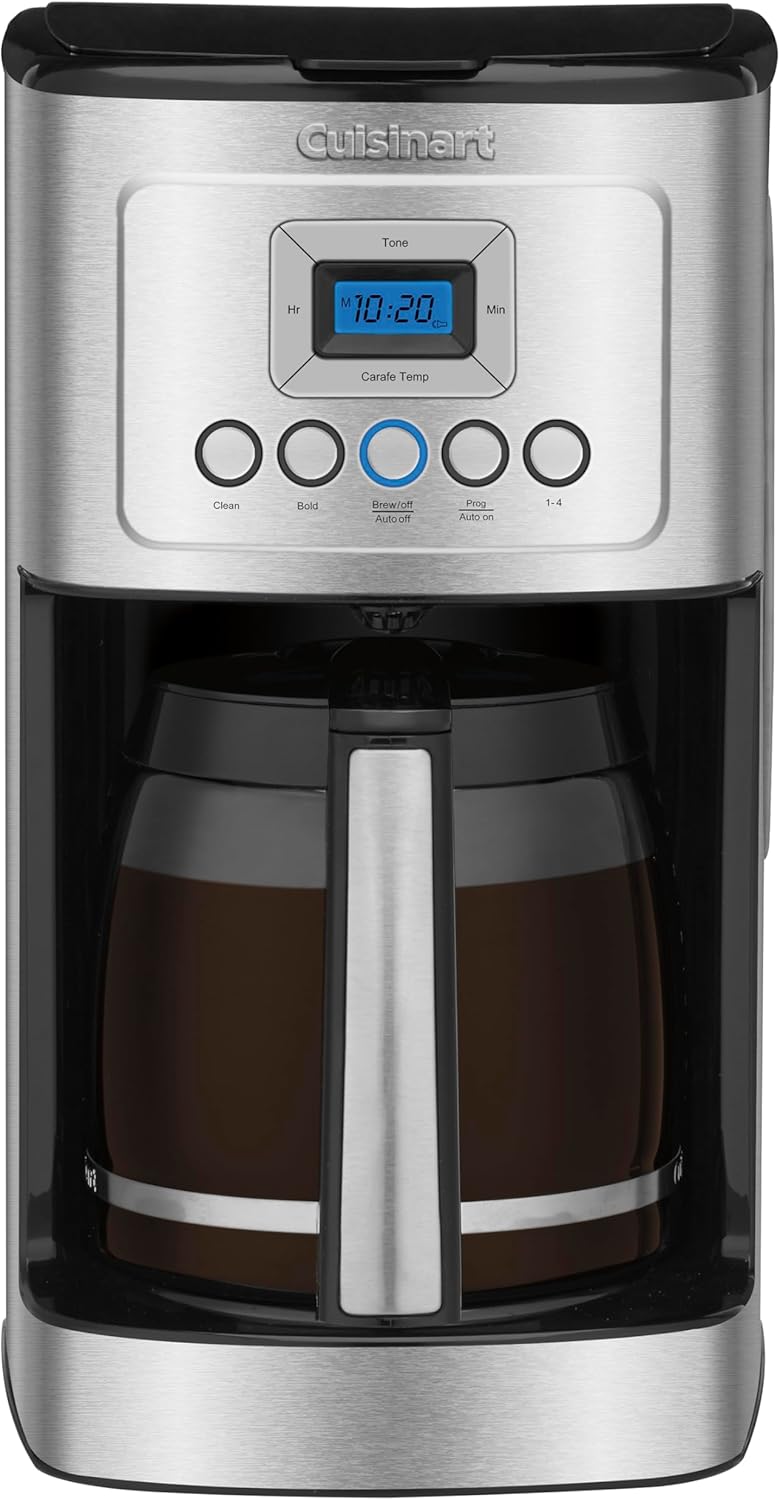 Cuisinart 14-Cup Coffee Maker, Programmable PerfecTemp Glass Carafe Coffee Machine with 1-4 Cup Setting, Brew Strength Control and Brew Pause, Stainless Steel, DCC-3200NAS