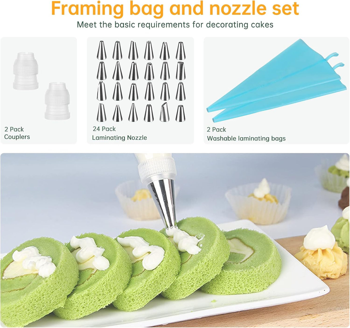 12 Inch Round Aluminum Revolving Cake Decorating Stand,35 pcs Cake Turntable Kit Supplies, Rotating Cake Stand,for Cake,Pastries and Cake Decorations