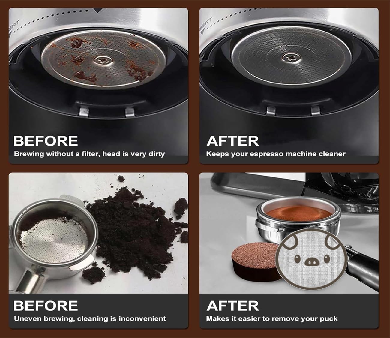 58.5mm Espresso Puck Screen, Lower Shower Screen, Metal Coffee Reusable Filter for 58mm Espresso Portafilter Basket, 1.7 Thickness(Panda)