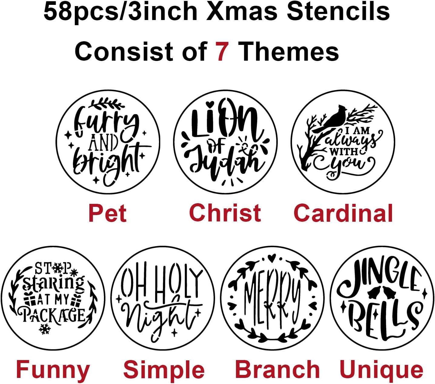 Christmas Stencils for Painting on Wood Slice,58pcs Small Christmas Stencil Xmas Holiday Templates