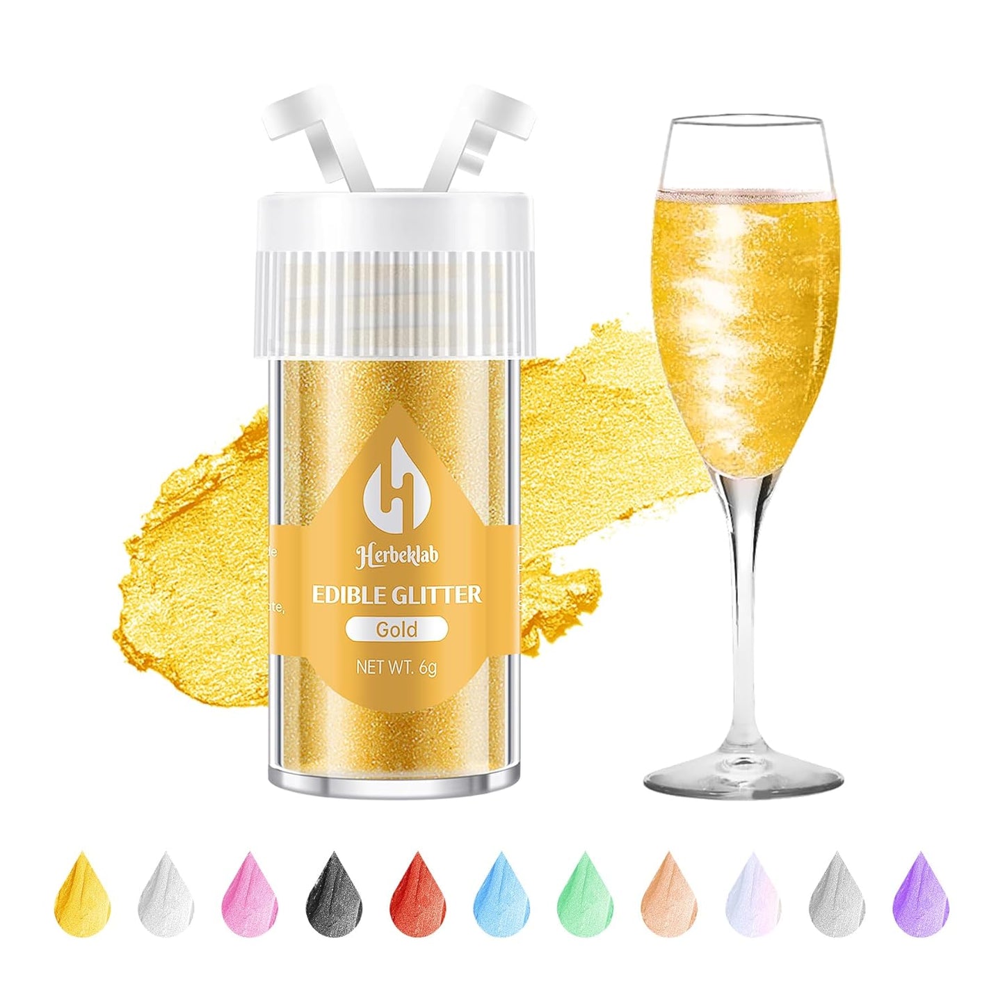 Gold Edible Glitter for Cocktails Food Grade Luster Dust Edible Gold Drink Glitter Metallic Shimmer Powder for Cakes Beverage Chocolate, 6g