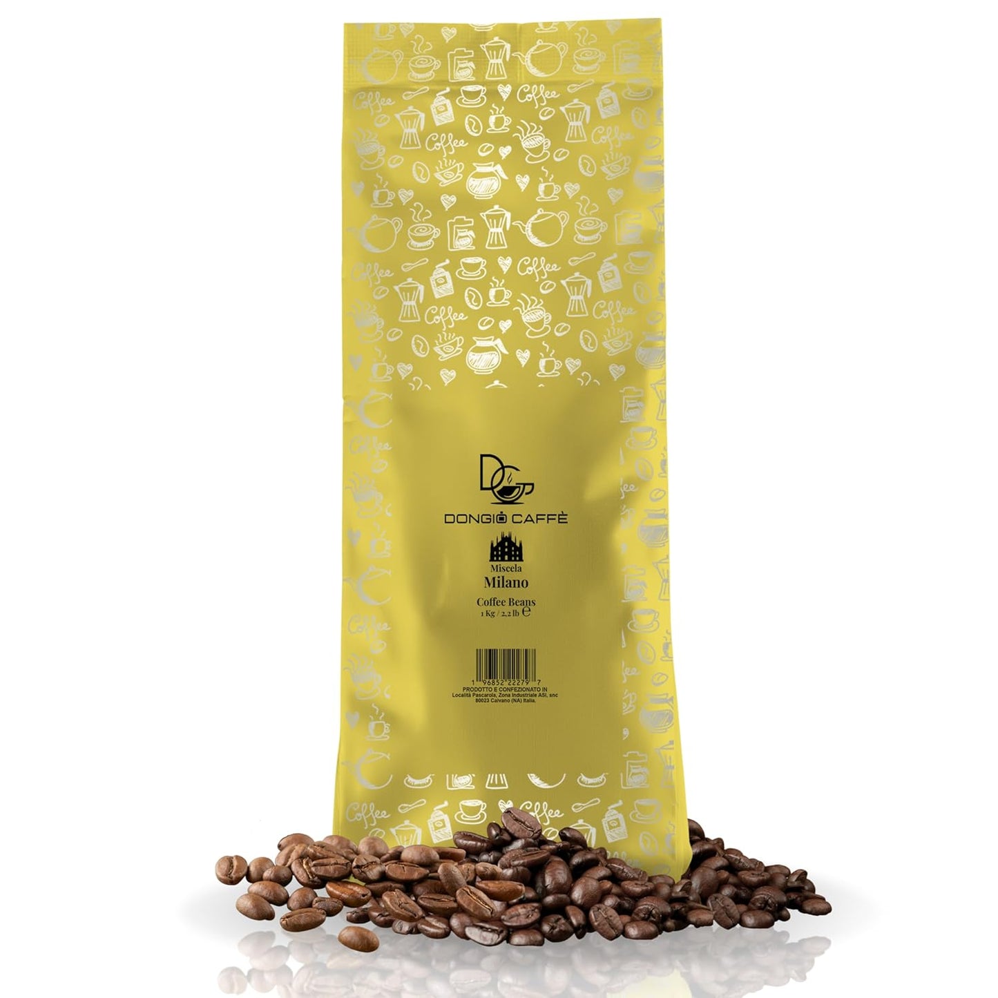 Dongiò Caffè Milano Blend - Whole Bean Coffee, Medium-Light Roast, Premium Coffee Quality, 2.2 Pounds (35.2 Oz - Pack of 1), Delicate Blend with a Very High Aromatic Profile, Sweet and Enveloping
