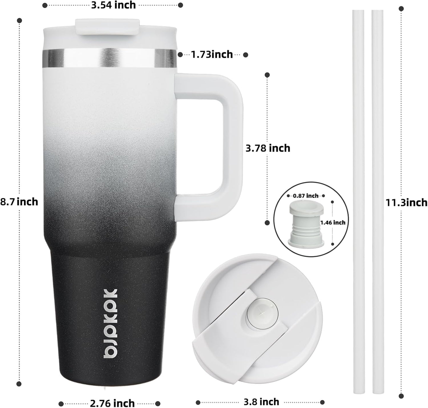 BJPKPK 30 oz Insulated Tumbler With Lid And Straw Stainless Steel Tumblers Cup With Handle For Women And Men,Day And Night