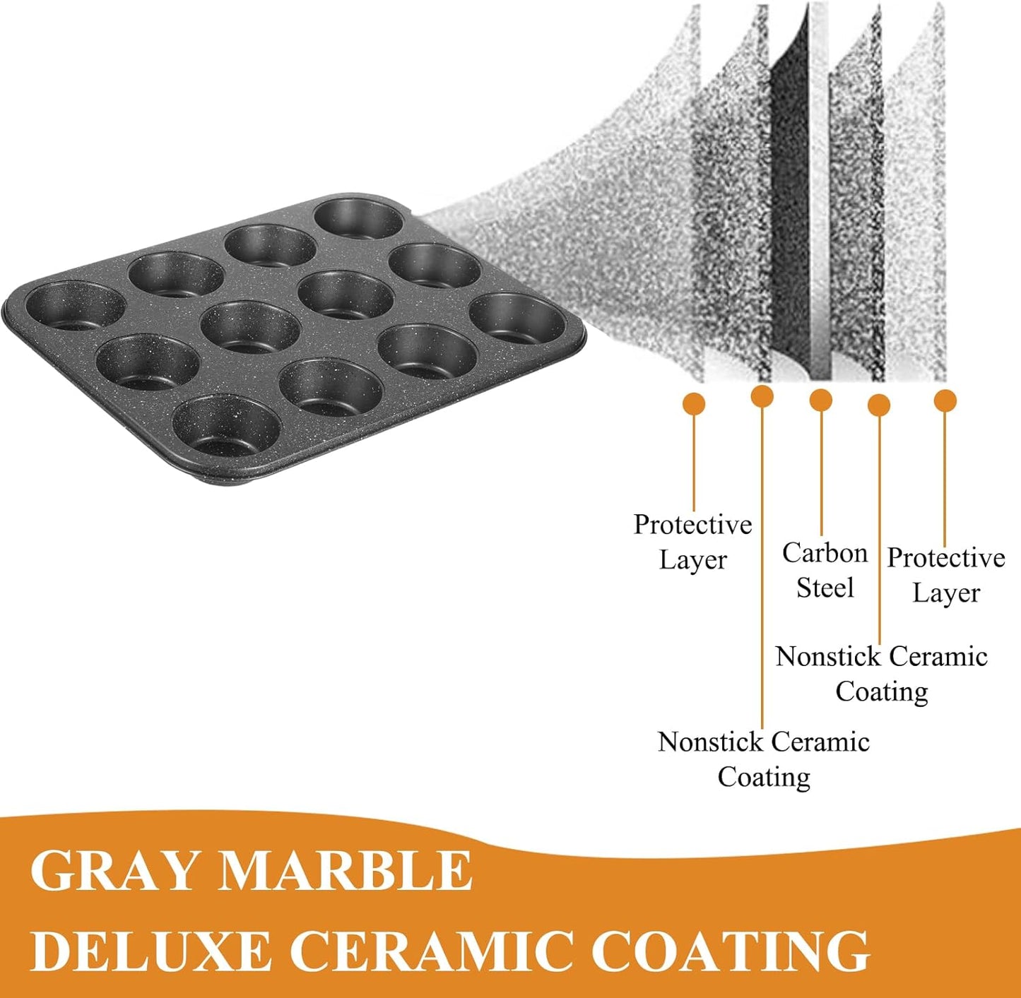 Muffin Cupcake Pan - Nonstick 12-Cup Tin for Baking Cheesecake, Toast Oven Supplies, Non-Stick Tray