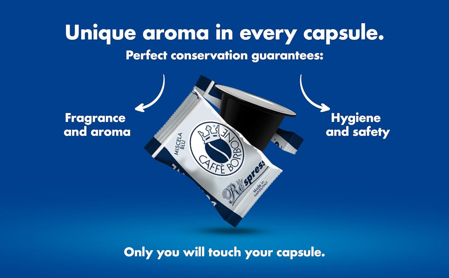 Caffè Borbone Nespresso Compatible Coffee Pods, Black Blend, Freshly Roasted and Packaged in Italy - 50 Individually Wrapped Coffee Pods - Not Compatible with Vertuo