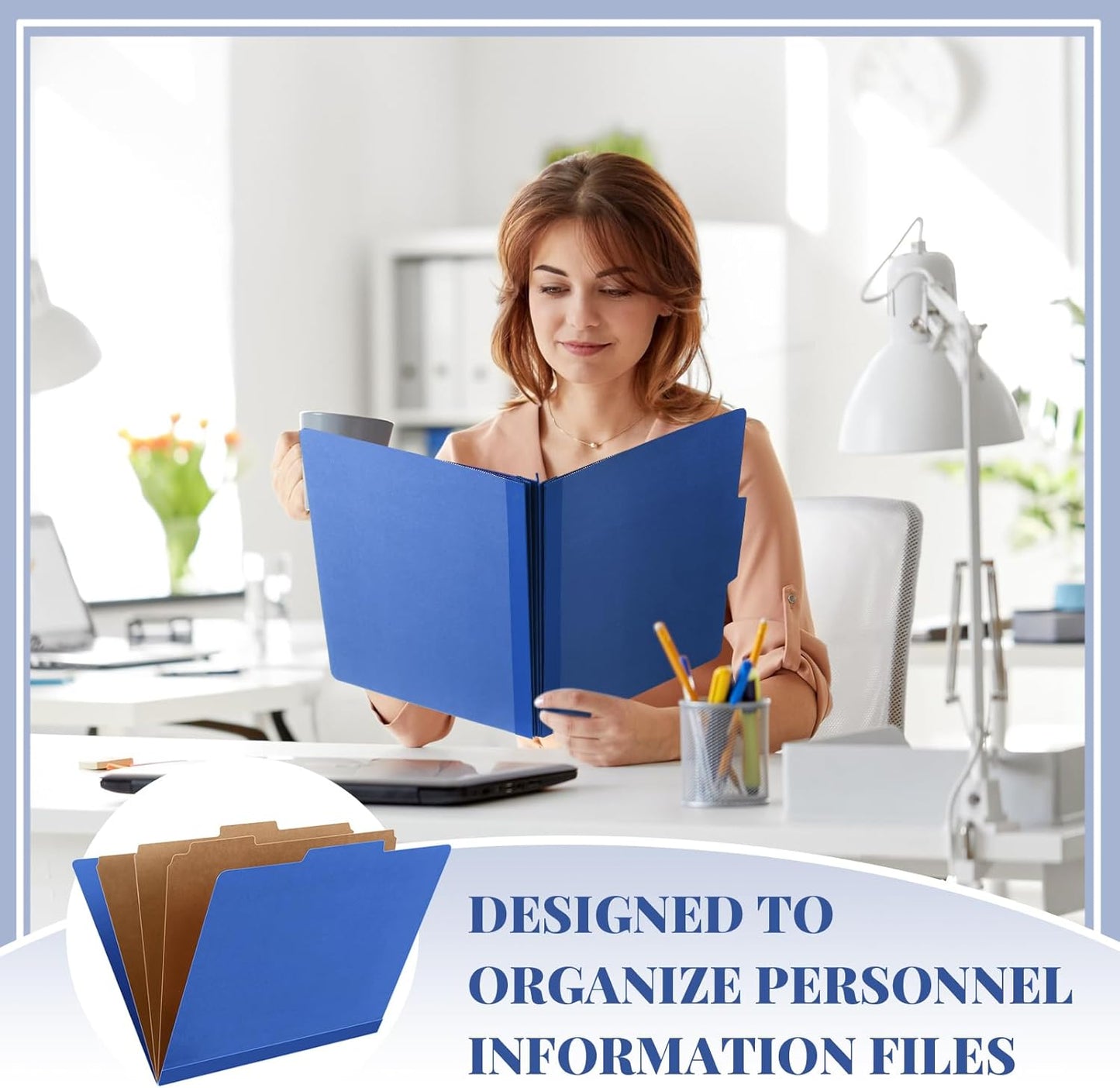 72 Pcs Classification Folders Letter Size, Back to School Supply for Teacher, Student, 3 Dividers Pressboard File Folder Bulk with 2 Fasteners, 3.5 Inch Expanding File Organizer (Dark Blue)