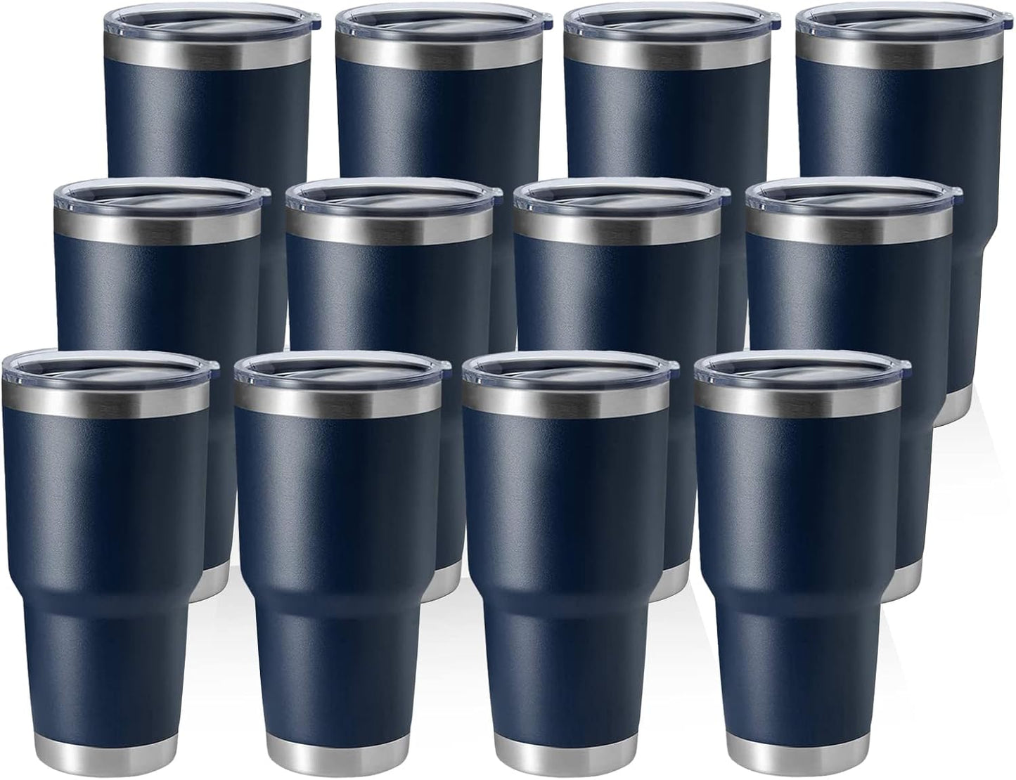 HASLE OUTFITTERS 30oz Stainless Steel Tumbler, Double Wall Vacuum Insulated Travel Mug Tumbler, Durable Insulated Coffee Mug, Gift Box Set (Navy, 12)
