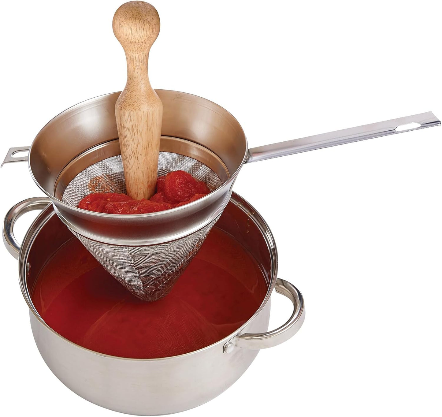 HIC Kitchen Pestle for Chinois, Cone-Shaped, Wood, 8-Inches