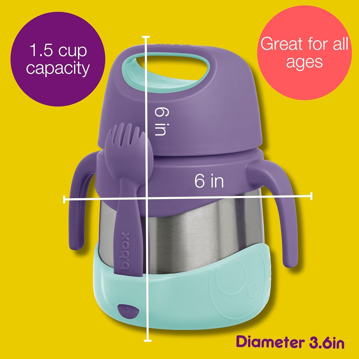 b.box Insulated Food Jar with Spork for Toddlers | Easy Open Container for Toddlers | Stainless Steel, 5hrs + of Perfect temperatures | Dishwasher Safe, BPA Free (Strawberry Shake, 11 oz)