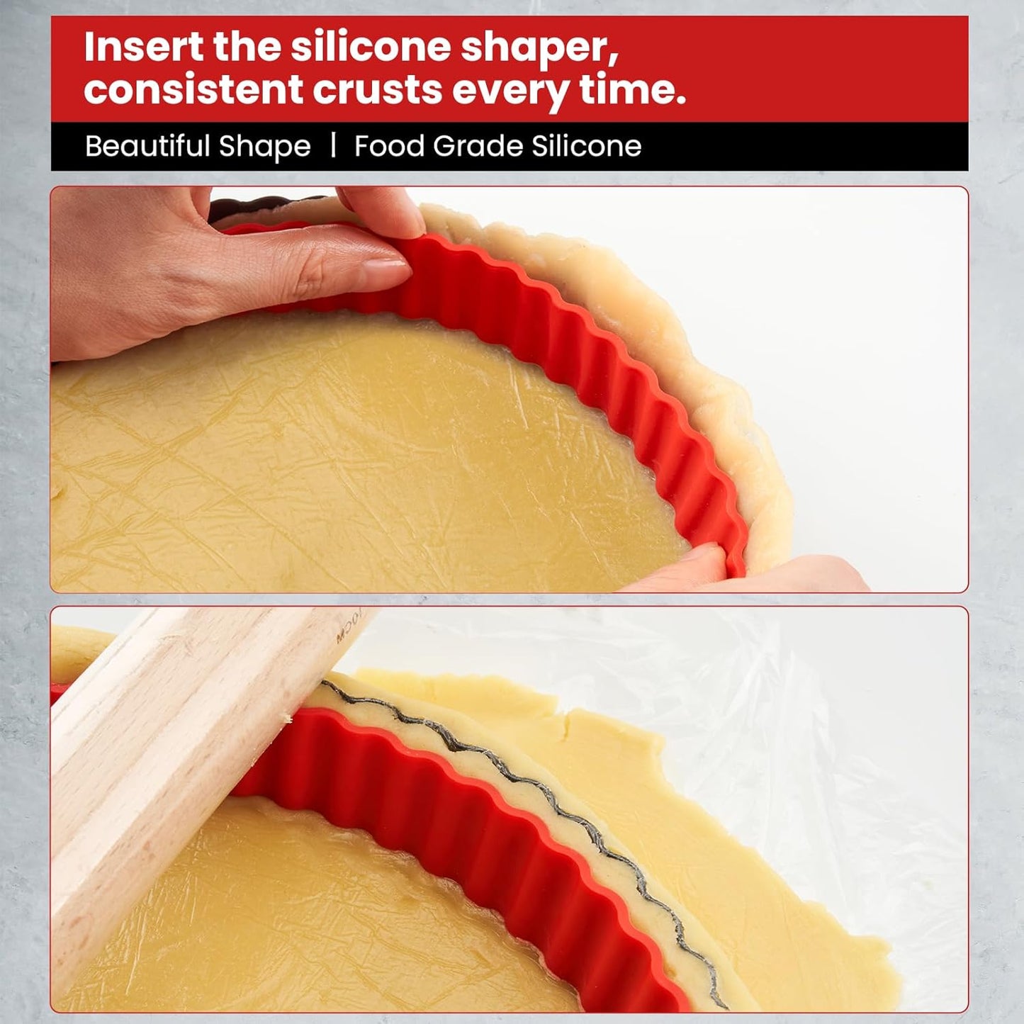 Tart Pan with Removable Bottom,10 Inch Tart and Quiche Pan,Non-stick Round Carbon Steel Deep Fluted Pie Pan with Crust Shaper Ring - Quiche Baking Dish Tart Pans For Baking Party Festival