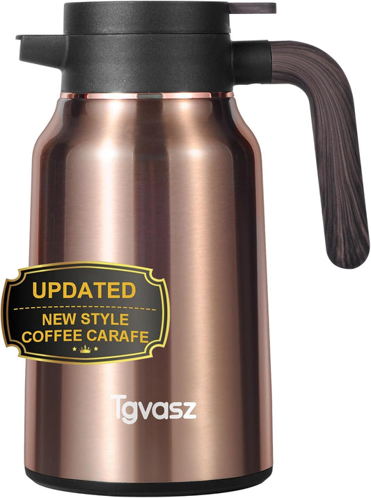 51 Oz Carafes for Hot Liquid, Stainless Steel Insulated Vacuum Thermal Coffee Carafes For Keeping Hot, 1.5 Liter Coffee Dispenser(Gold)