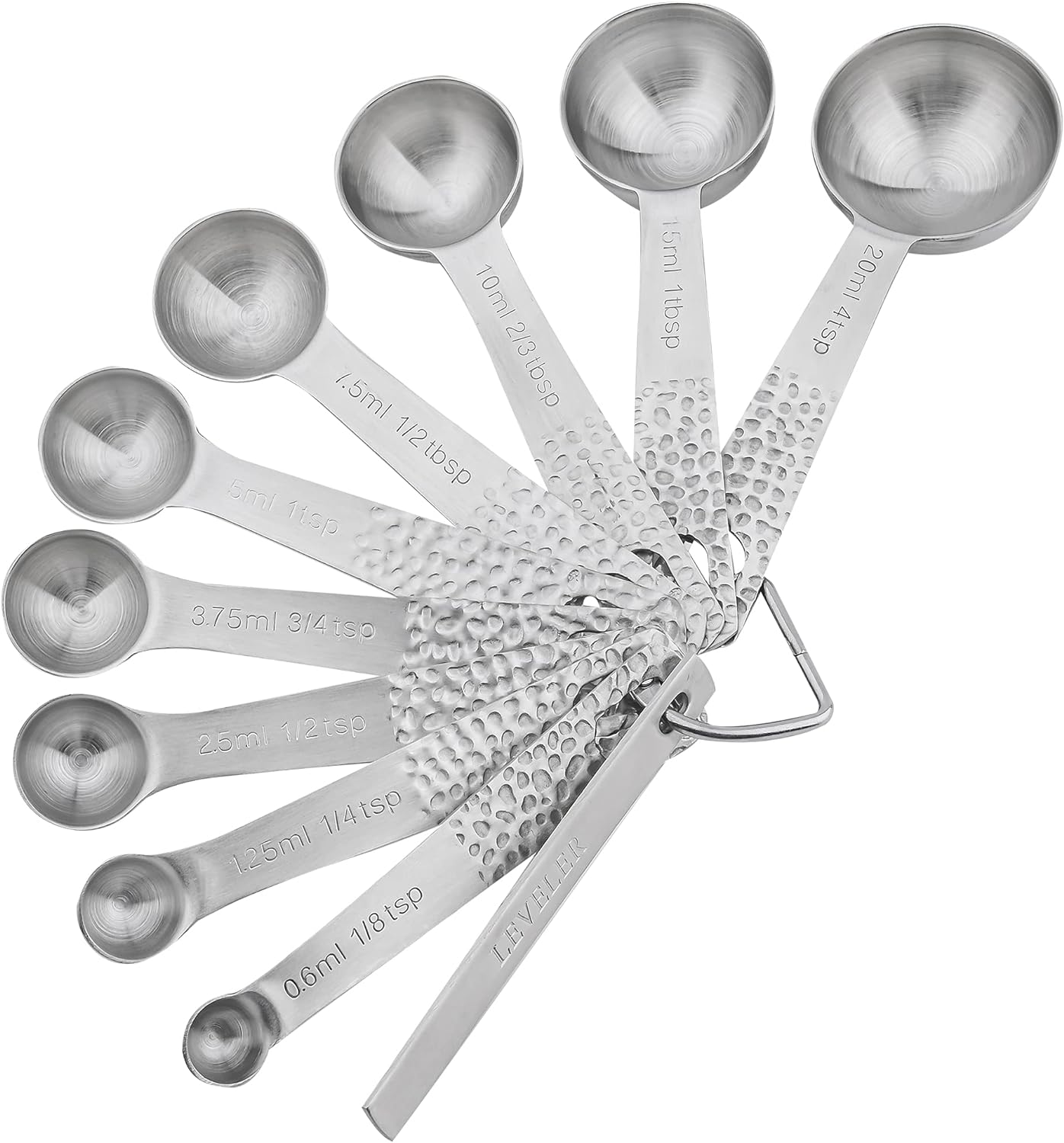 Measuring Cups and Spoons Set 19, Stainless Steel Measuring Cups and Spoons Set for Baking, Metric &US Metal Kitchen 8 Measuring Cup & 9 Measure Spoon & Equivalents & Leveler Set