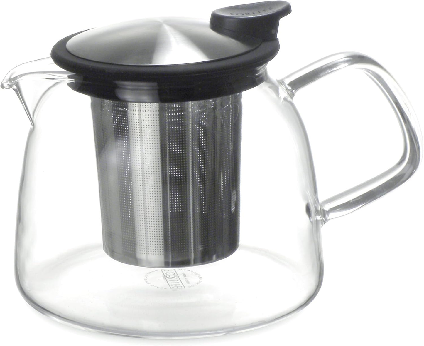 Forlife Bell Glass Teapot with Basket Infuser, 24-Ounce/730ml, Black Graphite