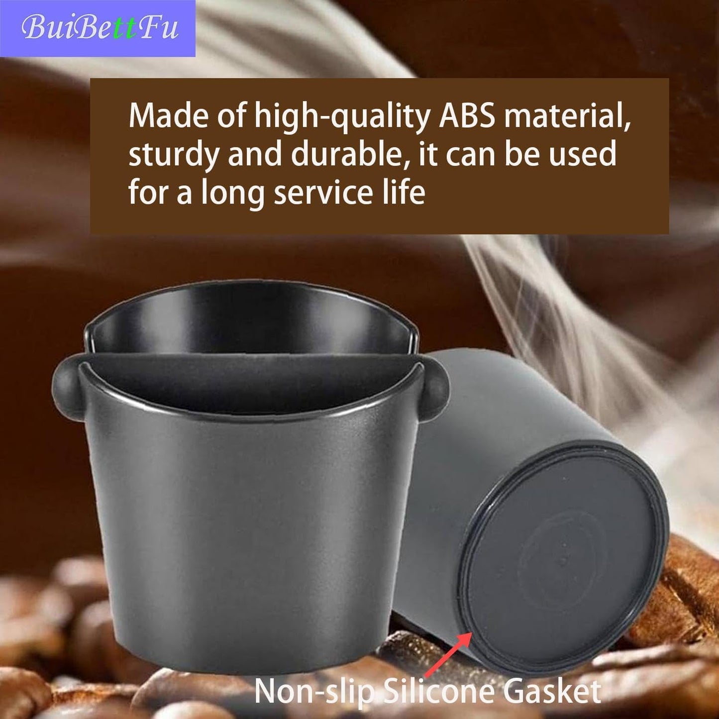 5 Inch Coffee Knock Box Shock-Absorbent Durable Barista Style Knock Box With Removable Knock Bar and Non-Slip Base Gift (S-Black)