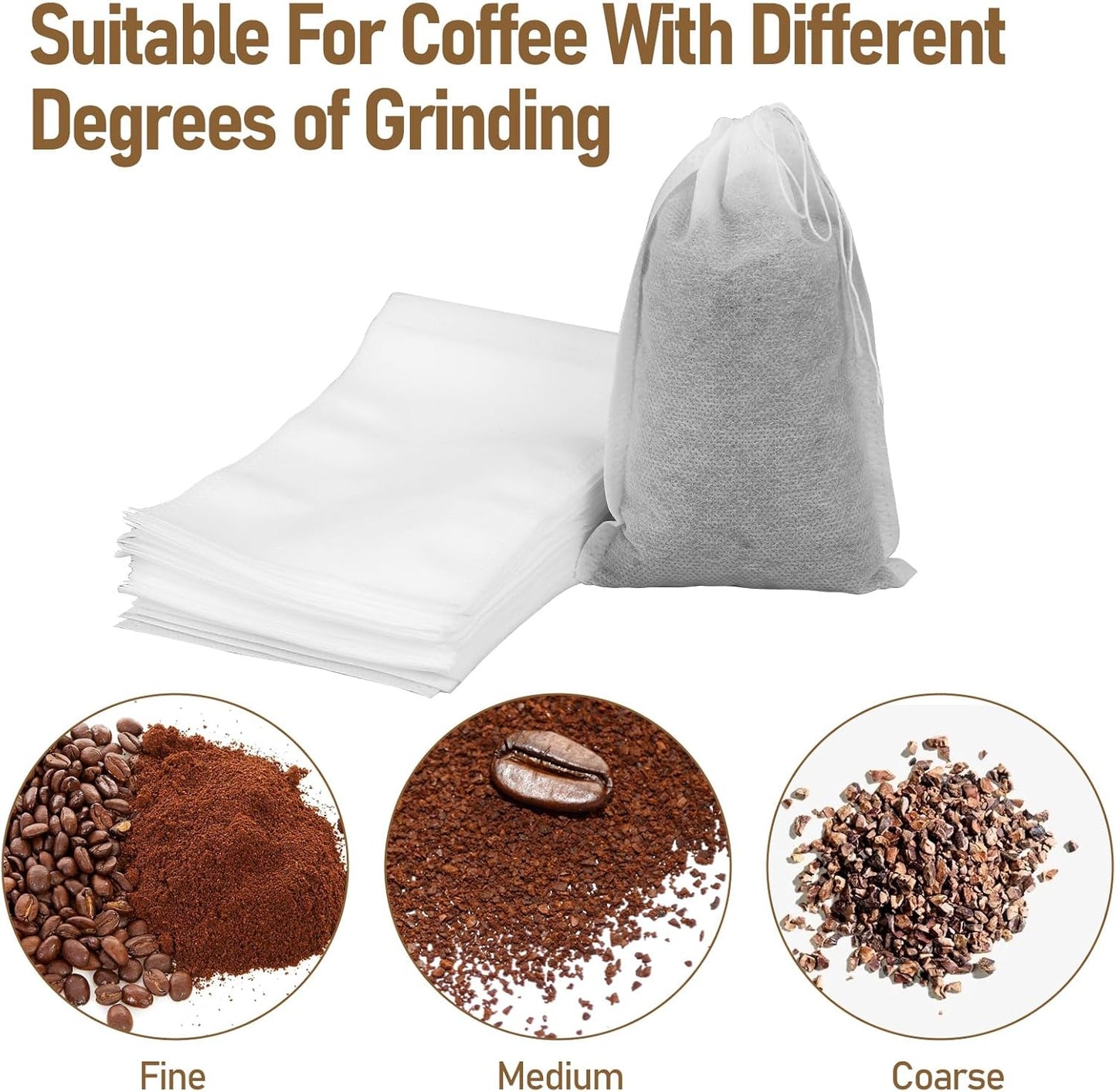 50 Pcs No Mess Cold Brew Bags 6x10 inch Coffee Bags Disposable Filter Bag Brewing Fine Mesh Drawstring Pouches for Coffee Grounds Ice Tea Spice