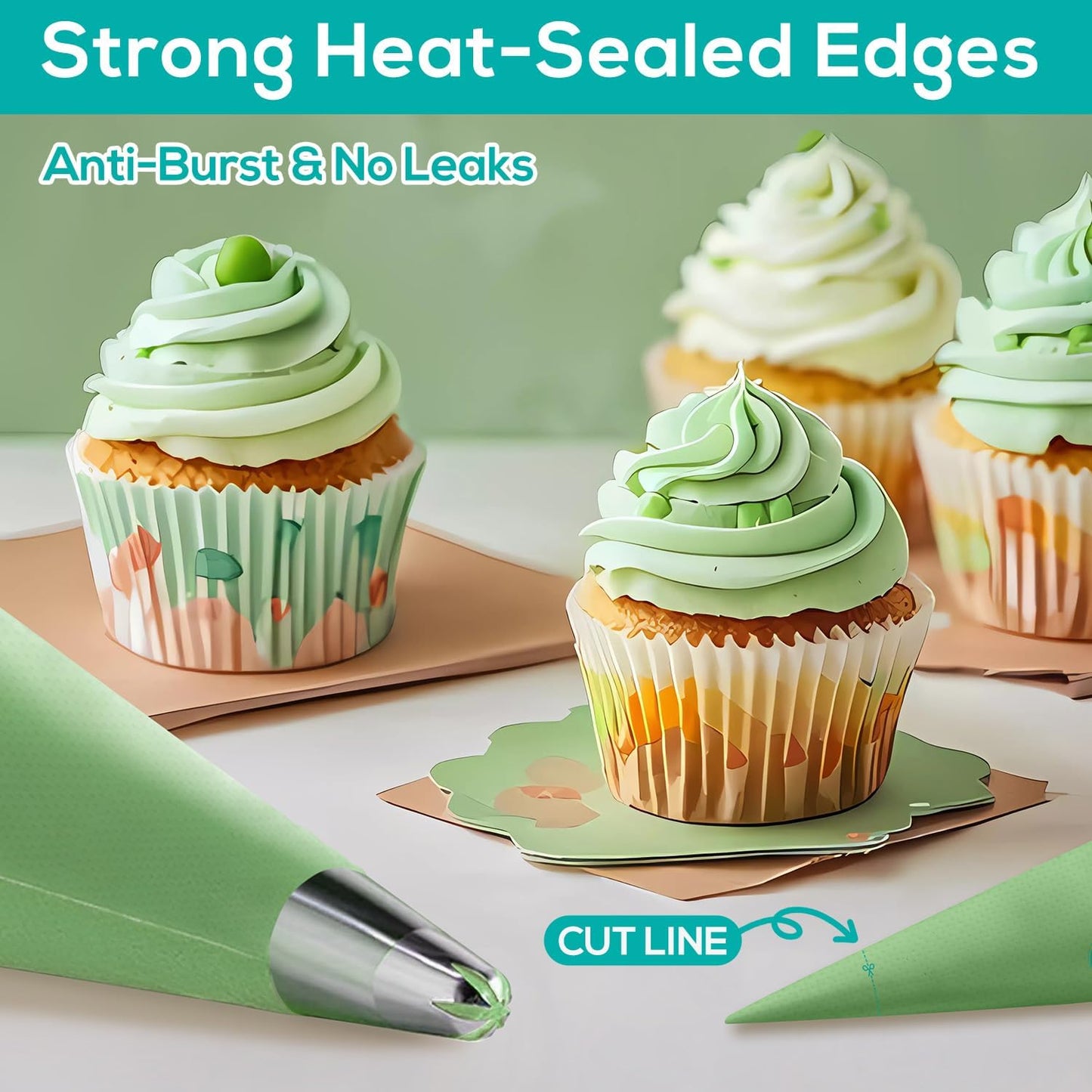 12 Inch Thick Disposable Piping Bags, 100PCS Anti Burst Pastry Bags for Cake Decorating Cream Frosting and Baking Supplies, Tipless Piping