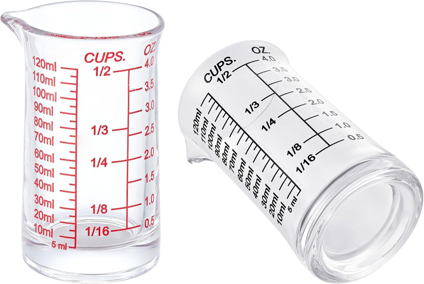 Ackers 4oz Glass Measuring Cup – Shot Glass with Ounce,Ml,Cups Markings for Kitchen & Bar(Pack of 2)