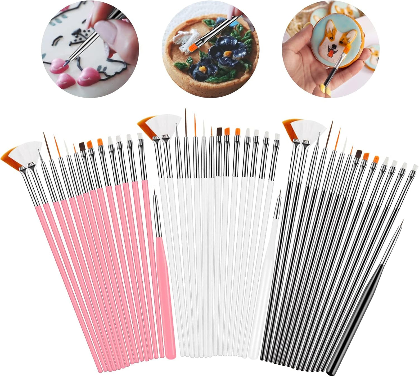 Cake Painting Brushes, 45 Pcs Cake Decorating Brushes Fondant Sugar DIY Tools Set Food Safe Baking Brush for Cake Cookie Icing Pastry