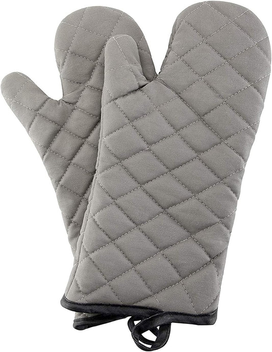 ARCLIBER Oven Mitts 1 Pair of Quilted Lining,Heat Resistant Kitchen Gloves,Classic Flame Oven Mitt Set,Grey 13 Inches