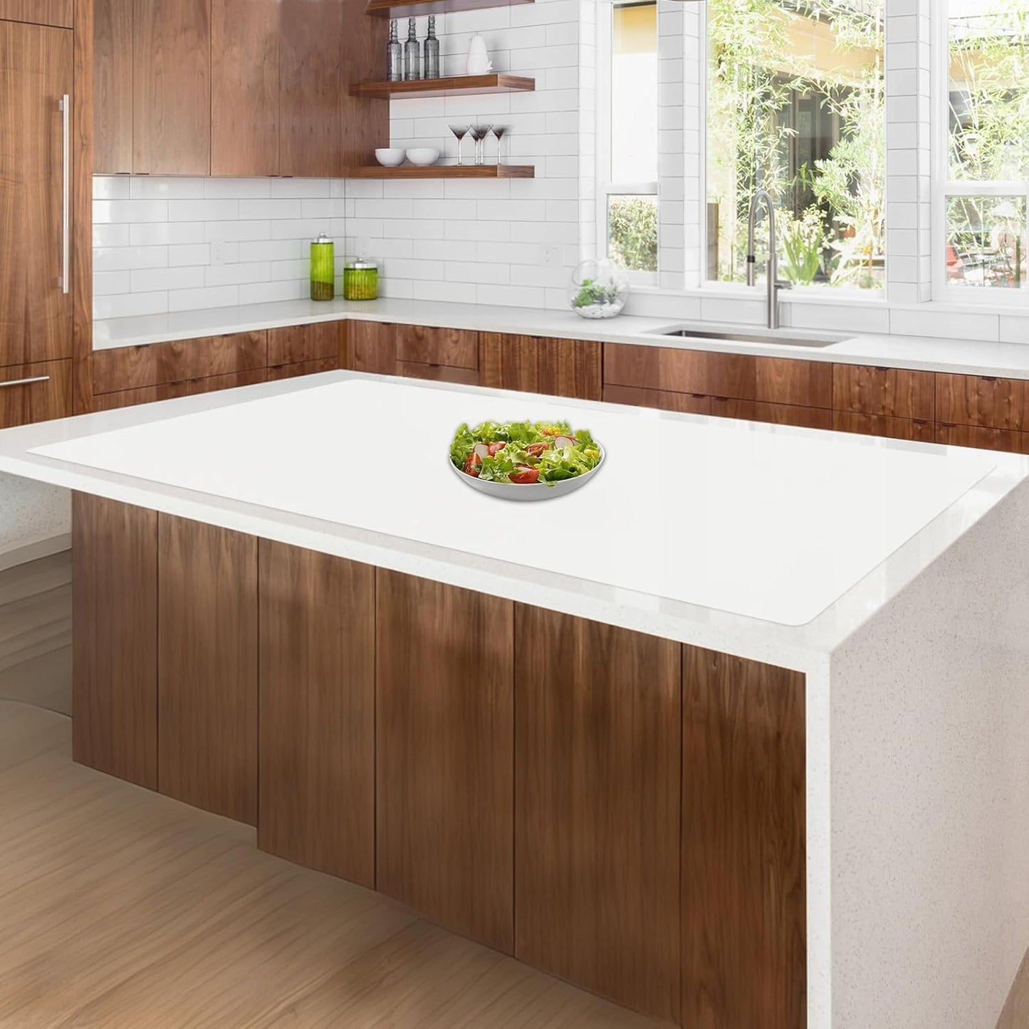 35.4"x23.6"(90cmx60cm) Large Silicone Mat for Kitchen Counter, Non-Slip Heat Resistant Countertop Protector, Waterproof Multipurpose Mat for Kitchen Island, Semitransparent