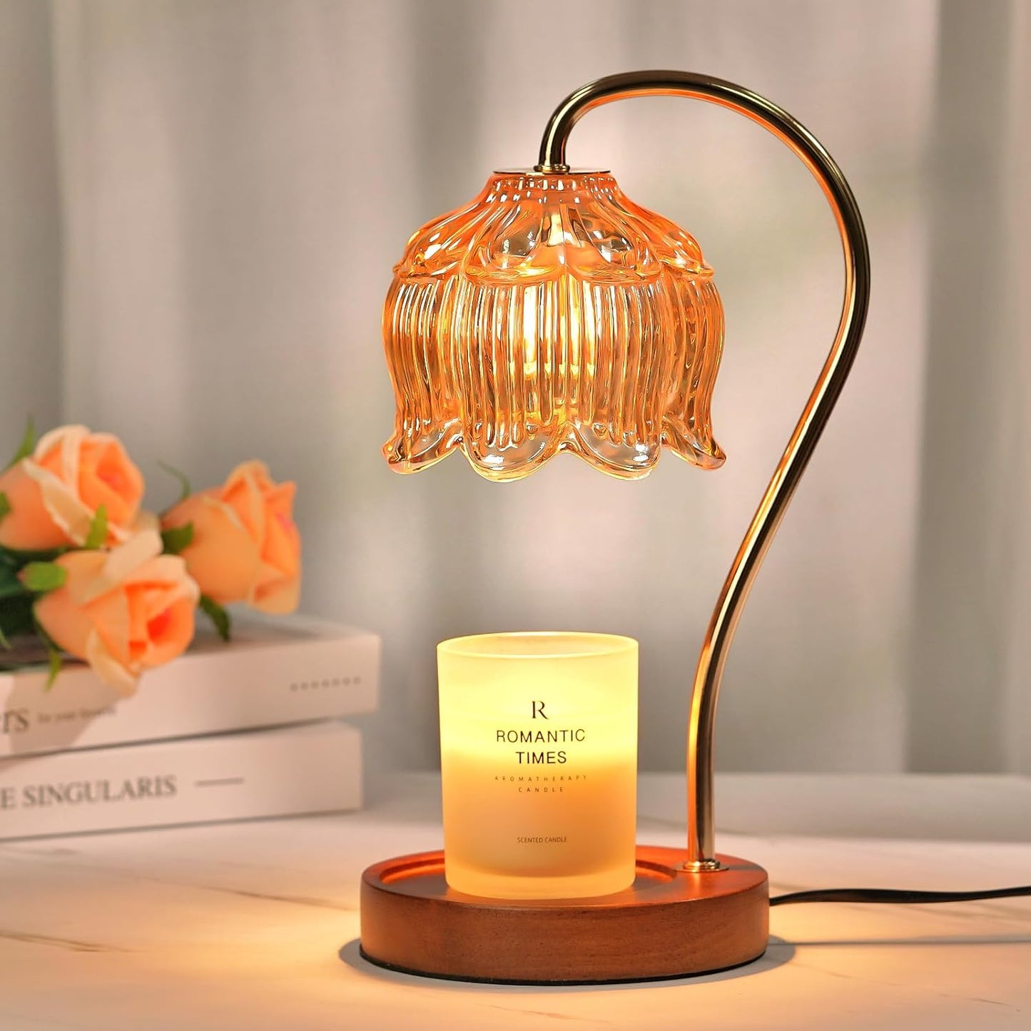 Flower Candle Warmer Lamp with Timer, Dimmable Candle Lamp Warmer, Birthday Christmas Gifts for Women Mom, House Warming for New Home Decor, Lotus Wax Melt Warmer for Jar Candles