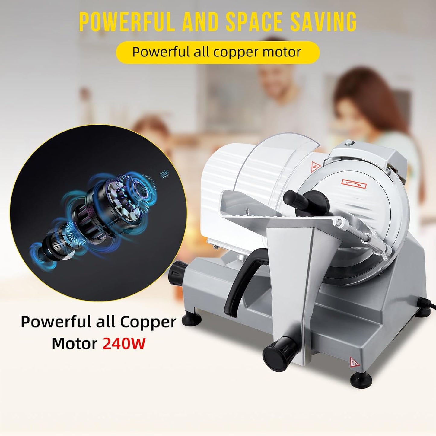 Commercial 10" Blade Meat Slicer 240W | Stainless Steel Electric Food Slicer Adjustable Thickness - Perfect for Restaurant, Deli & Home Kitchen Use