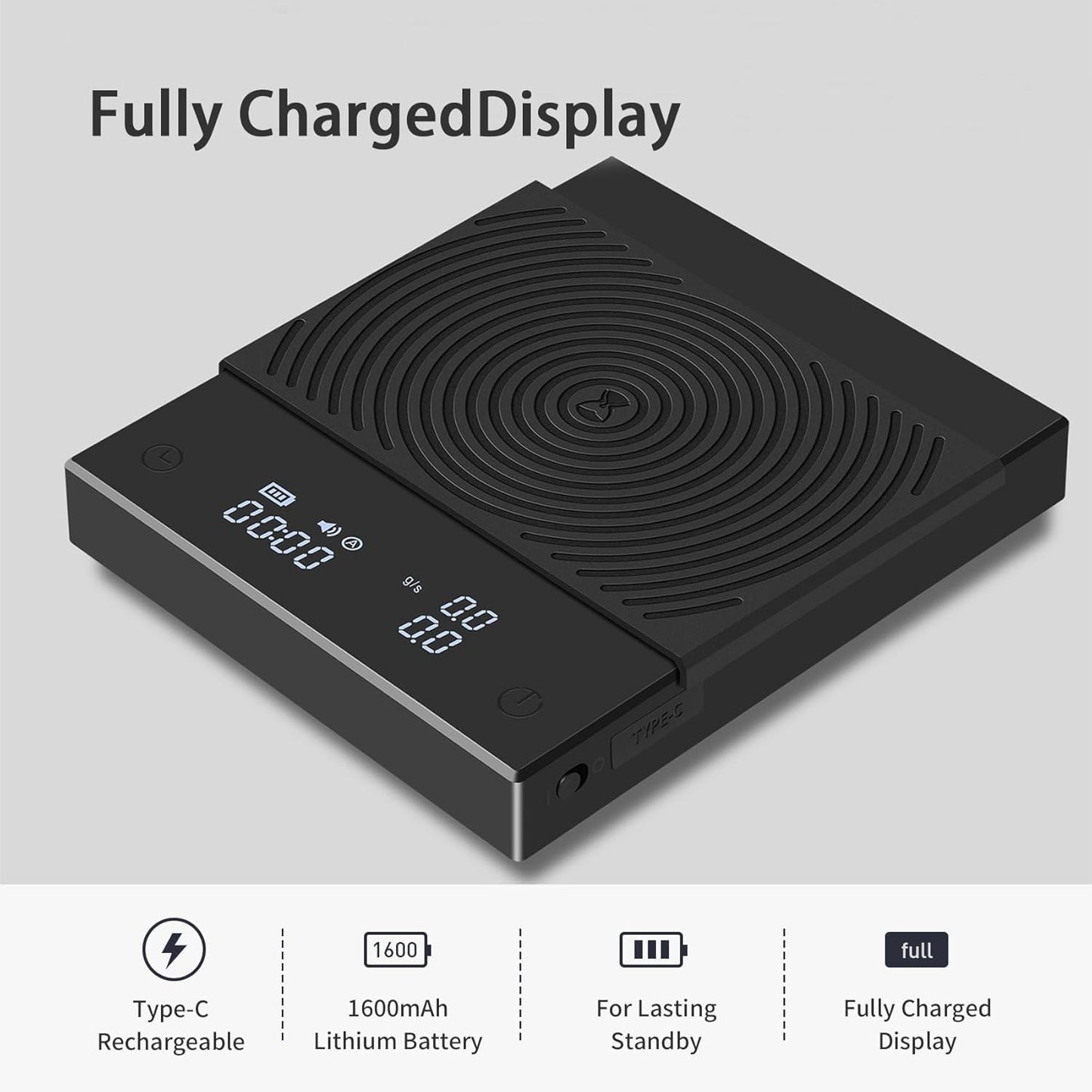 TIMEMORE Coffee Scale Basic 2.0 Electronic Espresso Scale with Water Flow Rate and Timer Function, Free Switching of Ounce/kg Units, Digital Scale for Kitchen/Baking/Cooking, Black