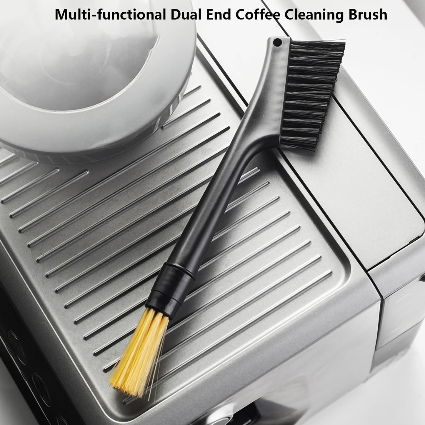 Espresso Coffee Machine Cleaning Brush Kit with Portafilter Cleaning Disc (Dual Head Brush with Rocket air Blower)