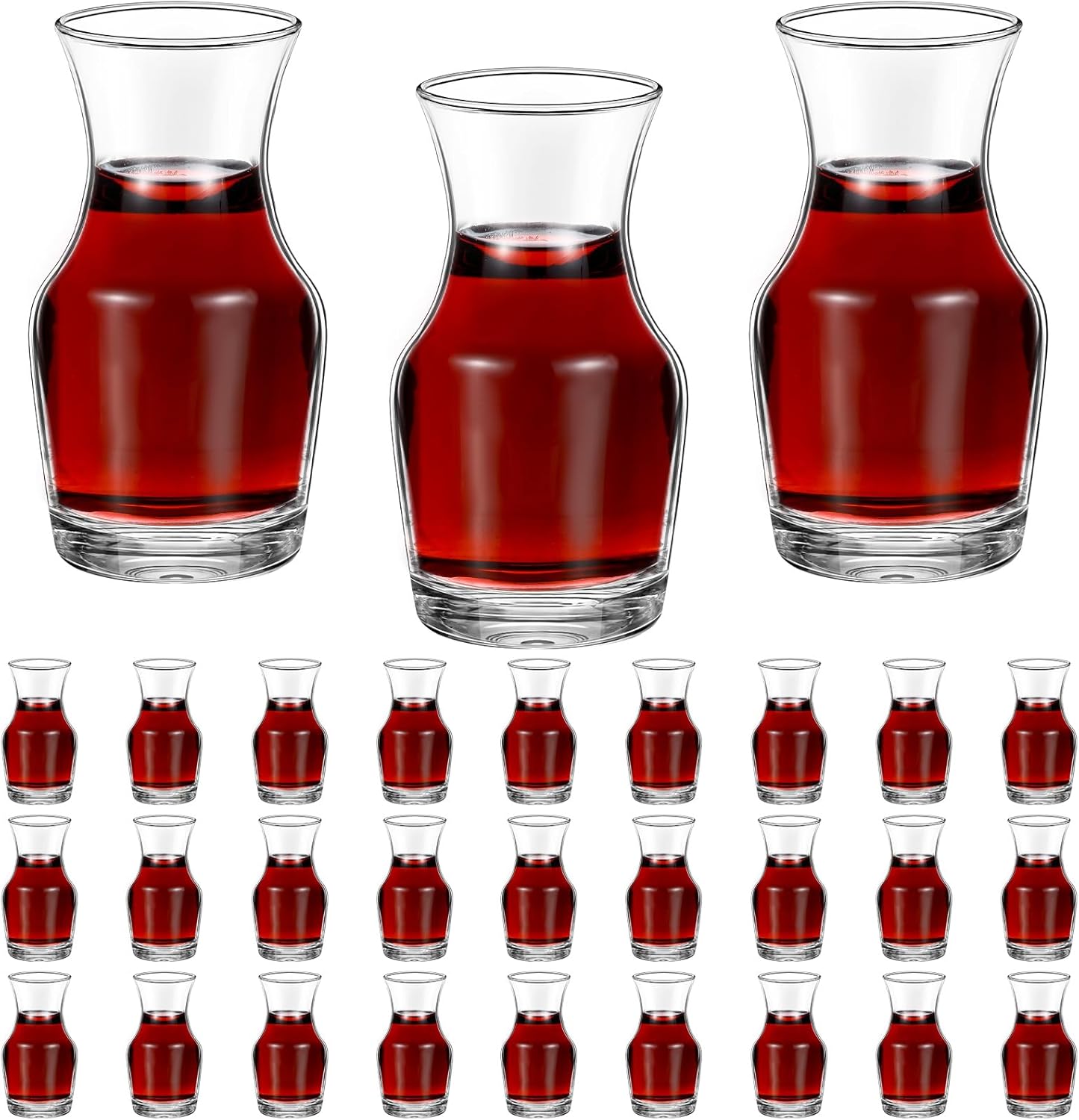30 Pack Single Serving Wine Carafe Glass Small Mini Carafe Individual Wine Refill Decanter for Dinner Parties Tastings Bars Restaurants (6.5 oz)