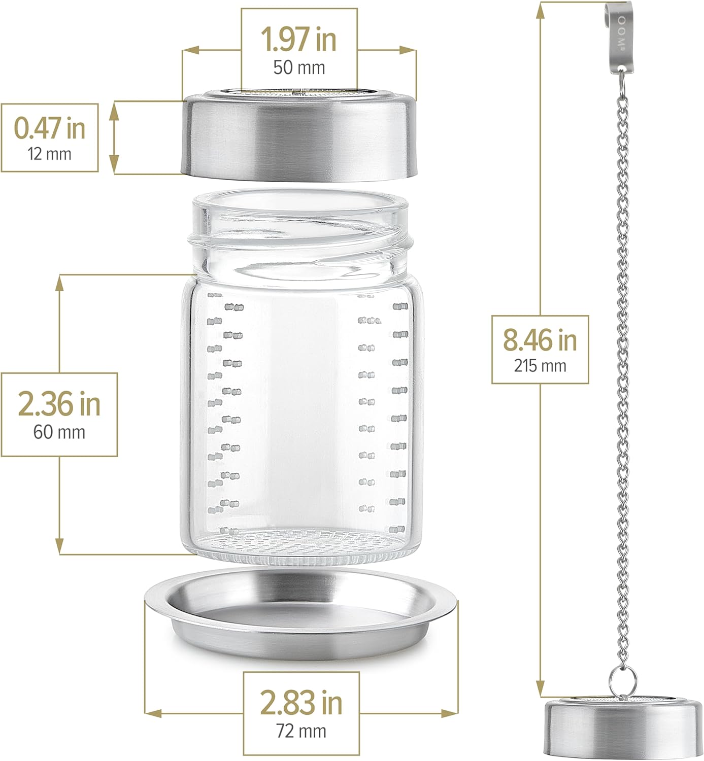 Teabloom Elegant Borosilicate Glass Loose Tea Infuser – Perfect for Whole-Leaf White, Green, Oolong, Black & Herbal Teas – Lead-Free – Small or Large Size