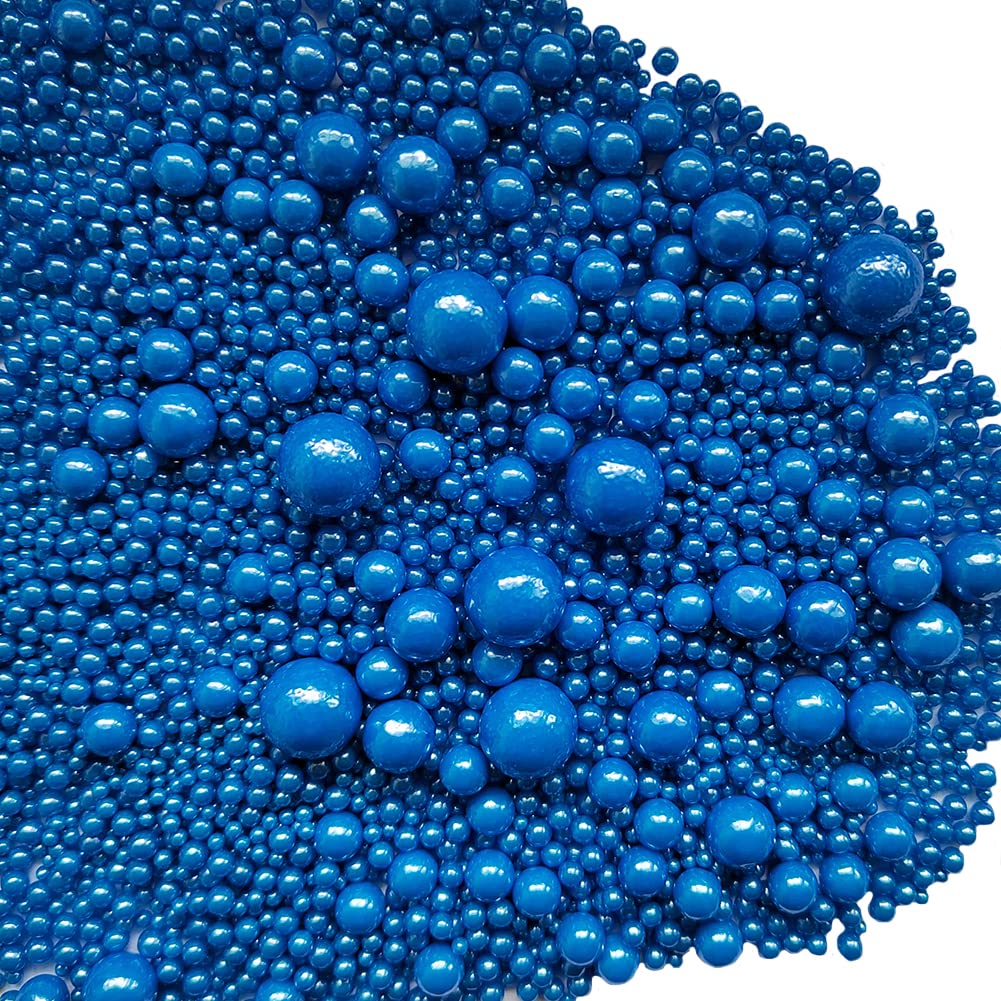 Edible Royal Blue Sugar Pearls Candy Sprinkles 120G/ 4.23Ounce Baking Cake Sprinkles Cupcake and Cake Topper Cookie Decorations Wedding Party Valentines Halloween Christmas Supplies