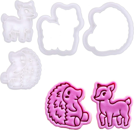 BAKERLOGY Forest Friends - Mini 2" Cookie Cutter & Stamp Set - Fawn & Hedgehog Design for Easter & Woodland Spring Cookies, Cupcakes & Fondant Decorations