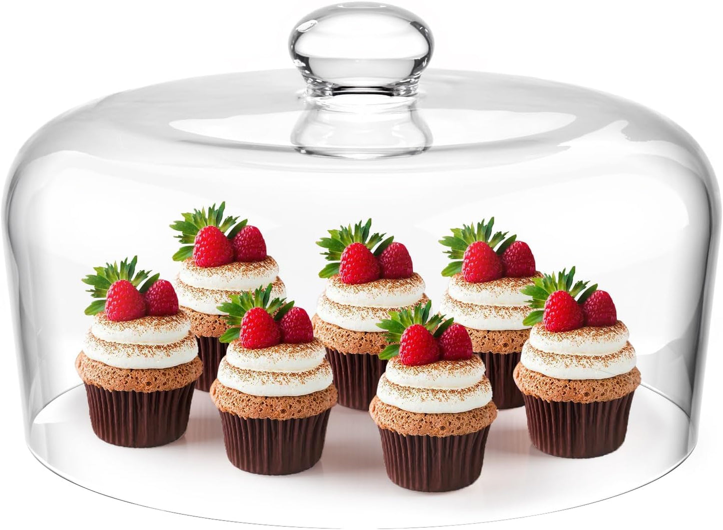 11 Inch Glass Cake Dome Cover, Upgraded Thickened Clear Cake Cover Lid for Cake Stand, Round Cloche Glass Dome for Dessert Plates Display and Protection