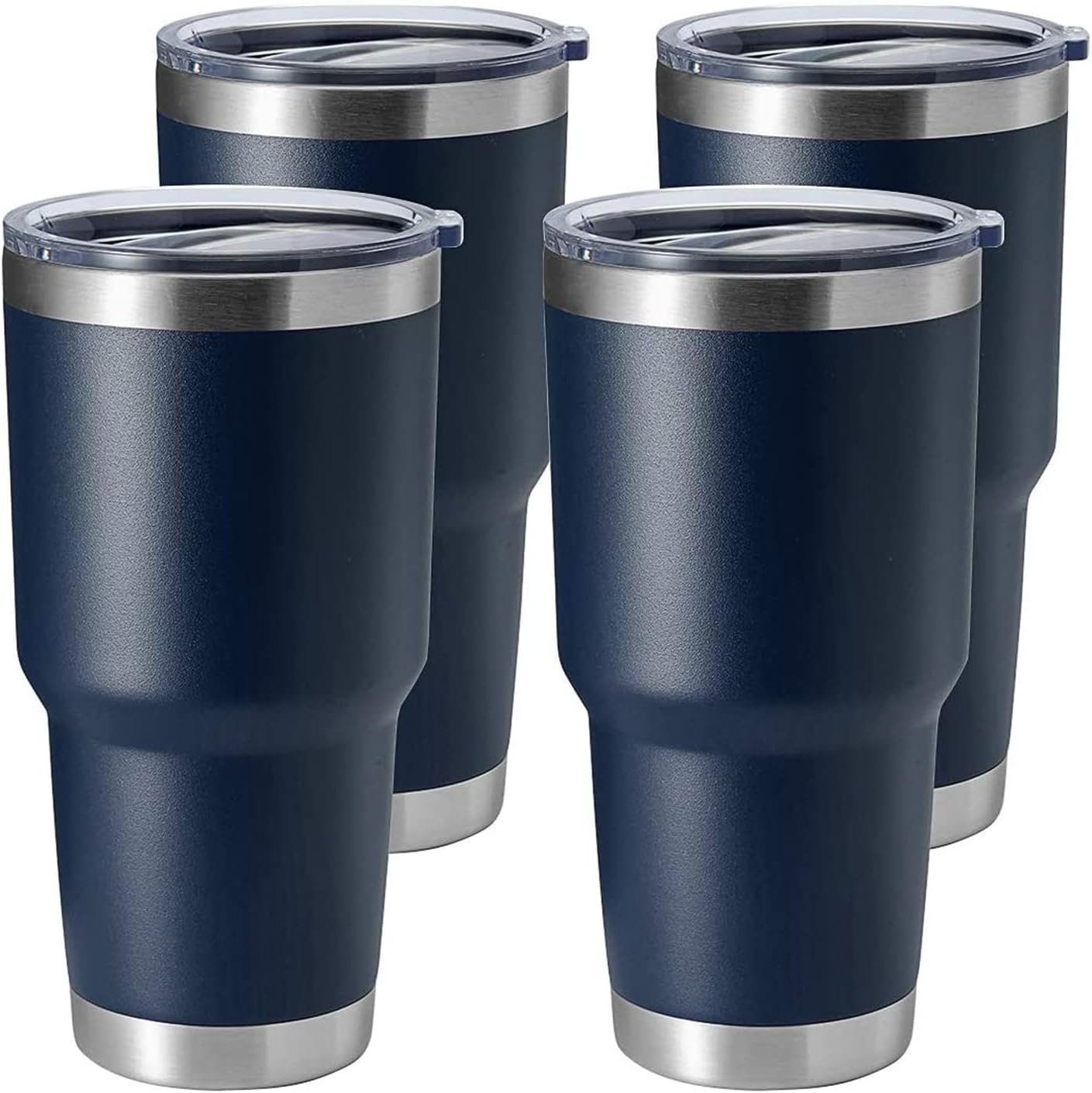 HASLE OUTFITTERS 30oz Stainless Steel Tumbler, Double Wall Vacuum Insulated Travel Mug Tumbler, Durable Insulated Coffee Mug, Gift Box Set (Navy, 4)